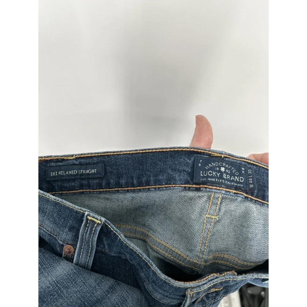Lucky‎ Brand 181 Jeans Men 44x30 Dark Wash Blue Relaxed Fit Straight Leg Denim